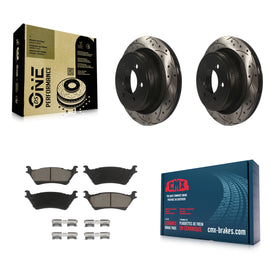 Rear Coated Drilled Slotted Disc Brake Rotors And Ceramic Pad Kit For Ford F-150