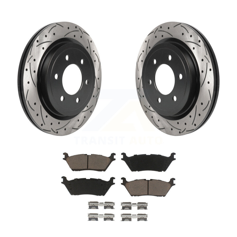 Kit de plaquettes de frein en céramique, Rotors de frein à fente arrière percés pour Ford F-150 Expedition Lincoln 