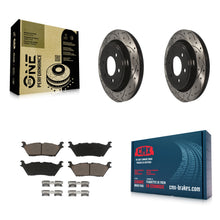 Load image into Gallery viewer, Rear Coated Drilled Slotted Disc Brake Rotors And Ceramic Pad Kit For Ford F-150