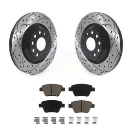 Rear Coated Drilled Slotted Disc Brake Rotors Ceramic Pad Kit For Volkswagen GTI