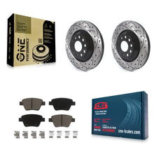 Charger l'image dans la galerie, Kit de plaquettes en céramique de rotors de frein à disque fendus percés à revêtement arrière pour Volkswagen GTI 