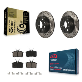Rear Drilled Slot Brake Rotor & Ceramic Pad Kit For Volkswagen Jetta Beetle Golf