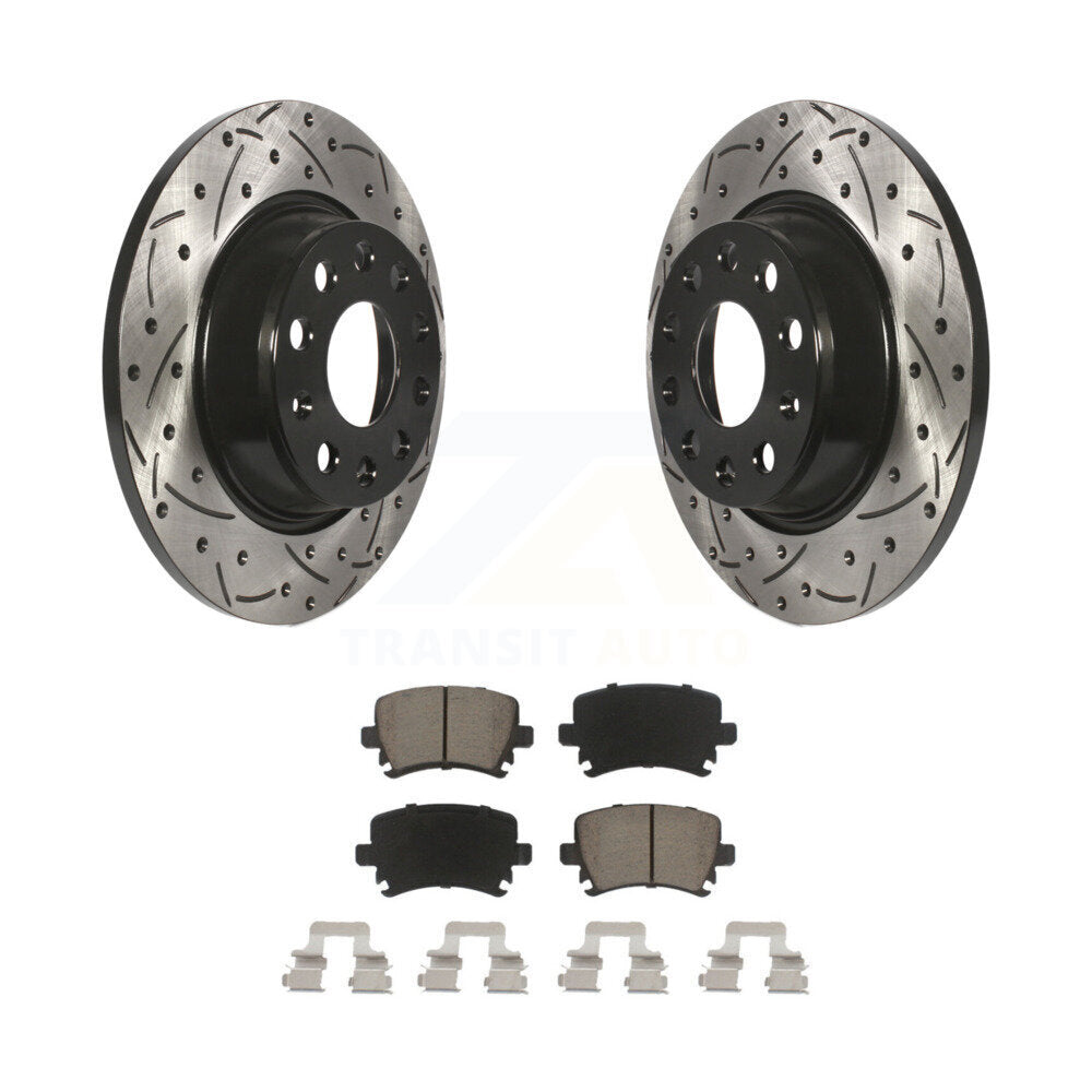 Kit de plaquettes de frein en céramique, fente de perçage arrière, Rotors, pour Volkswagen Tiguan CC Jetta Audi 