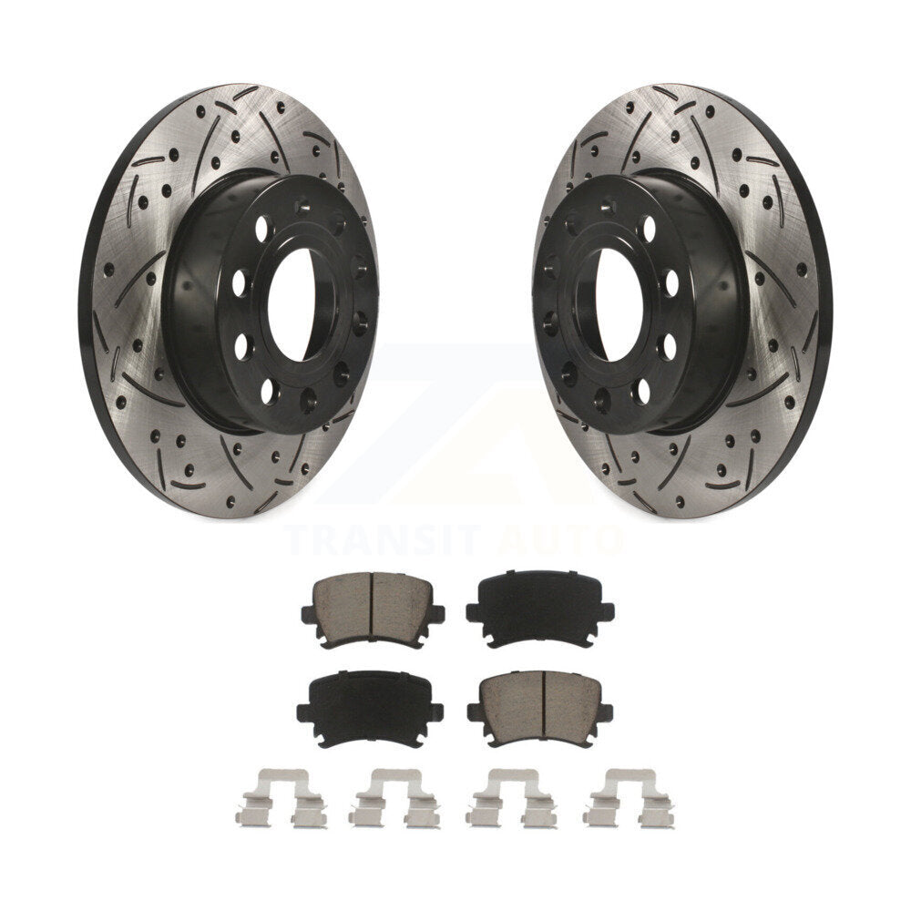 Kit de plaquettes de frein en céramique, fente de perçage arrière, Rotors, pour Volkswagen Jetta Rabbit Audi A3 