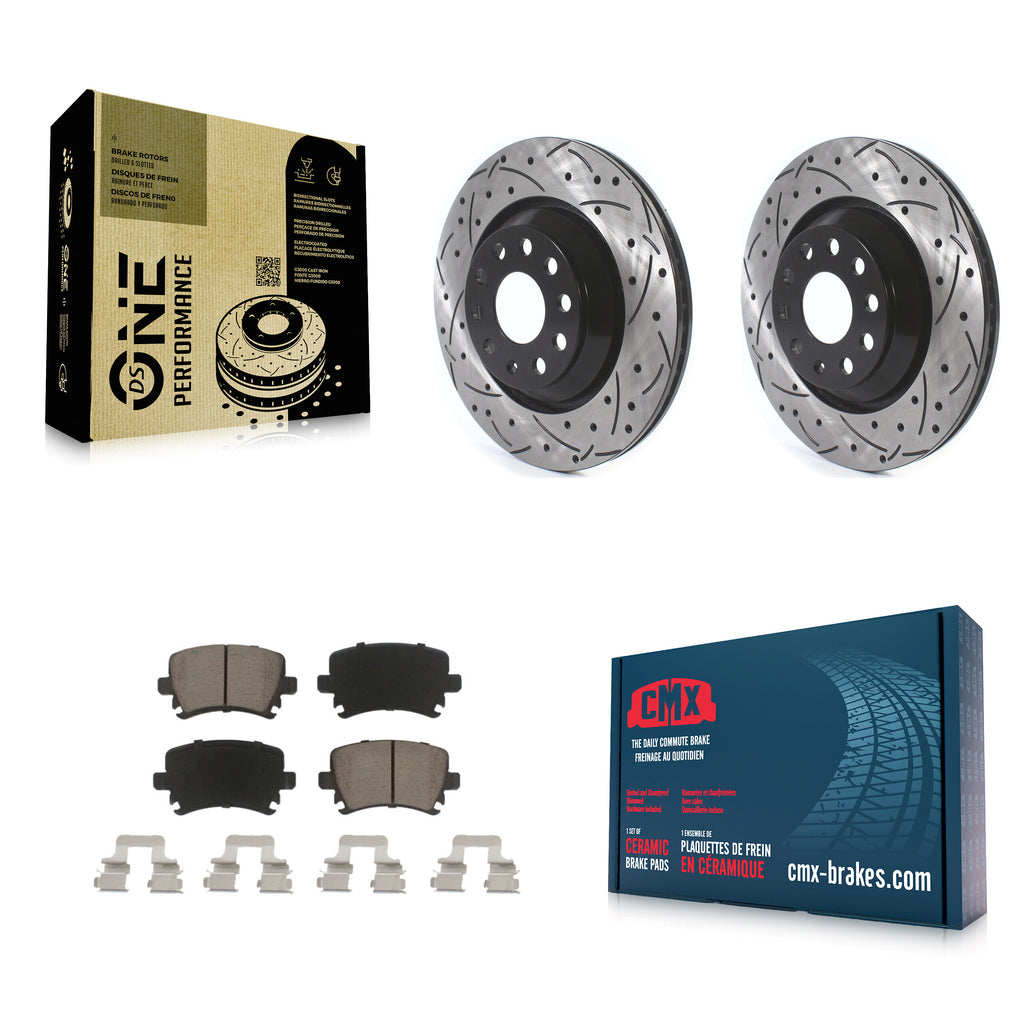 Kit de plaquettes en céramique pour Rotors de frein à fente de forage arrière, pour Volkswagen CC Passat GTI Golf R 