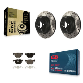 Rear Coated Drilled Slotted Disc Brake Rotors And Ceramic Pads Kit For BMW X5 X6