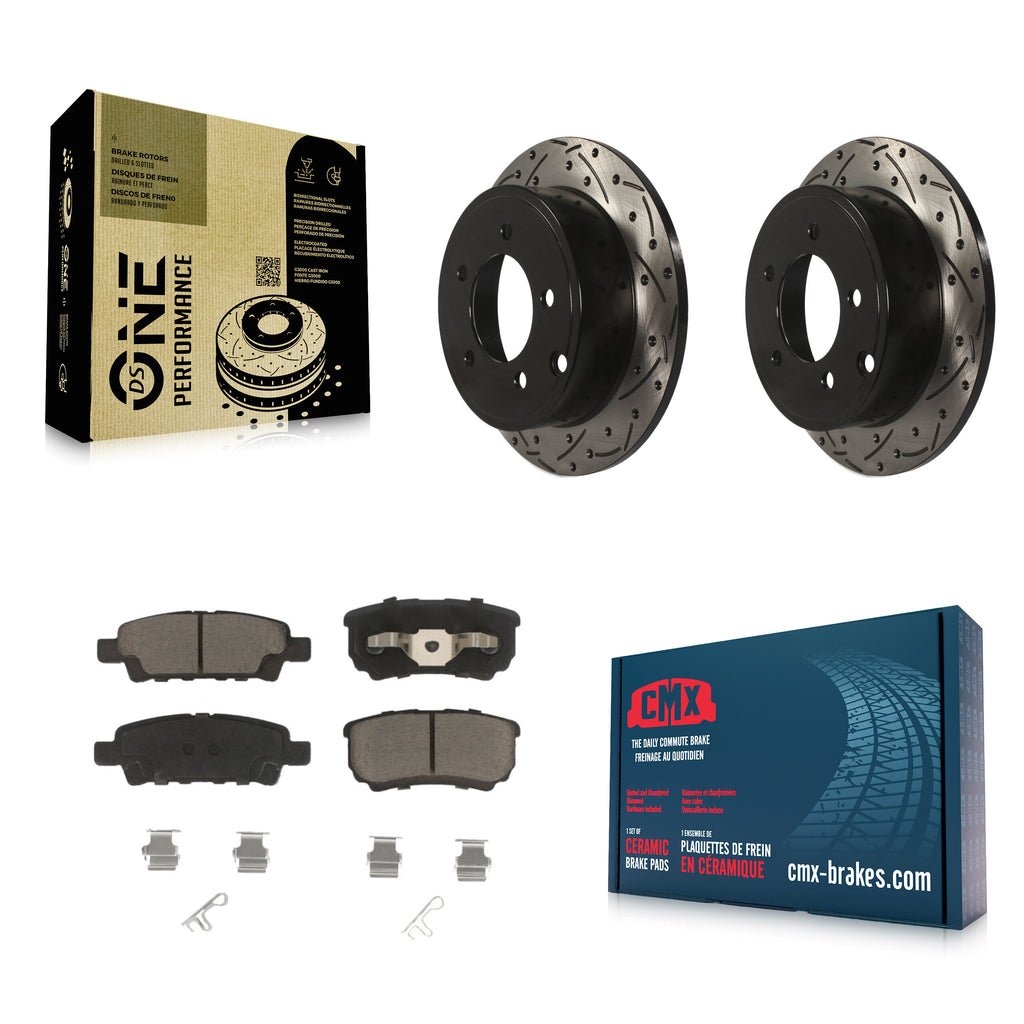 Rear Drill Slot Brake Rotors Ceramic Pad Kit For Jeep Dodge Patriot Chrysler 200