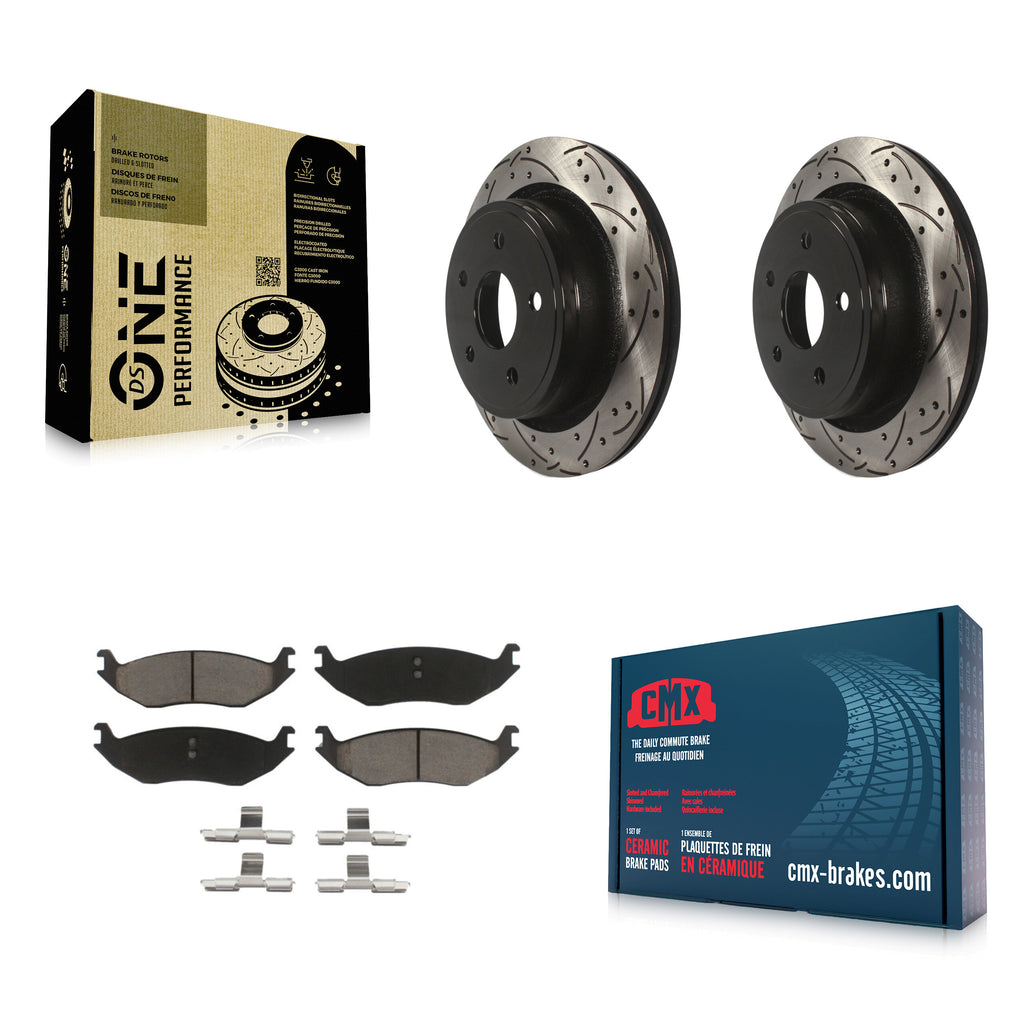 Rear Drilled Slot Brake Rotor Ceramic Pad Kit For Ram 1500 Dodge Durango Classic
