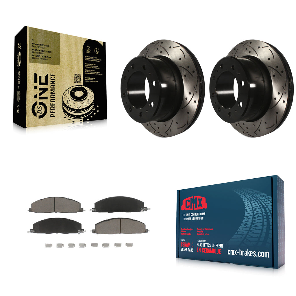 Rear Drilled Slot Disc Brake Rotors Ceramic Pad Kit For Ram 2500 3500 1500 Dodge