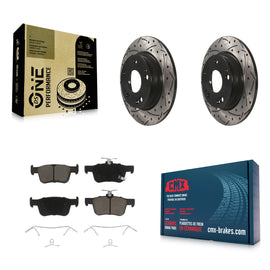 Rear Coated Drilled Slotted Disc Brake Rotor And Ceramic Pad Kit For Honda Civic