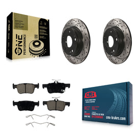 Rear Coated Drill Slot Disc Brake Rotors Ceramic Pad Kit For Honda Civic Insight