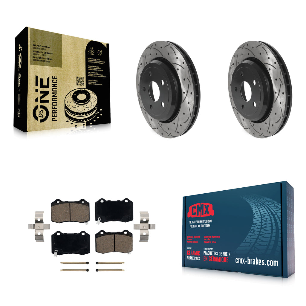 Rear Drilled Slot Disc Brake Rotor Ceramic Pad Kit For Jeep Grand Cherokee Dodge