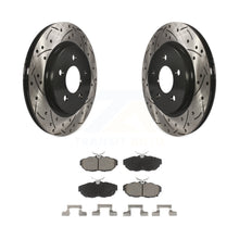 Load image into Gallery viewer, Rear Coated Drilled Slotted Disc Brake Rotors &amp; Ceramic Pad Kit For Ford Mustang