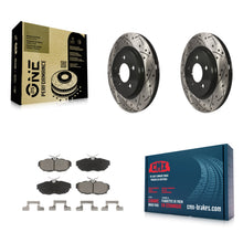 Load image into Gallery viewer, Rear Coated Drilled Slotted Disc Brake Rotors &amp; Ceramic Pad Kit For Ford Mustang