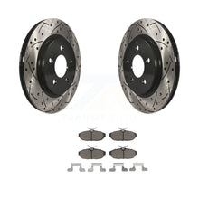 Load image into Gallery viewer, Rear Coated Drilled Slotted Disc Brake Rotors &amp; Ceramic Pad Kit For Ford Mustang