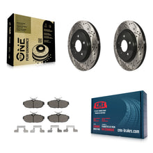 Load image into Gallery viewer, Rear Coated Drilled Slotted Disc Brake Rotors &amp; Ceramic Pad Kit For Ford Mustang