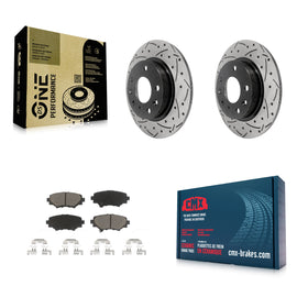 Rear Coated Drilled Slotted Disc Brake Rotor & Ceramic Pad Kit For Mazda 3 Sport