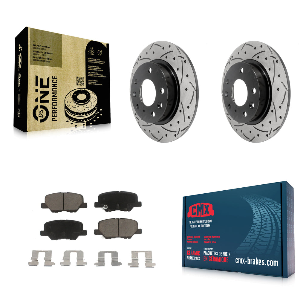 Rear Coated Drilled Slotted Disc Brake Rotor & Ceramic Pad Kit For Mazda 3 Sport