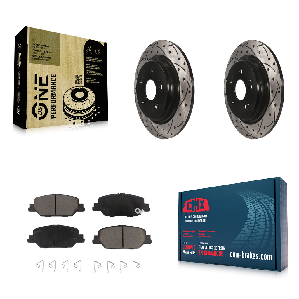 [Rear] 2017-2022 Honda CR-V Performance Drilled & Slotted Brake Rotor & Ceramic Pads Kit For Max Braking