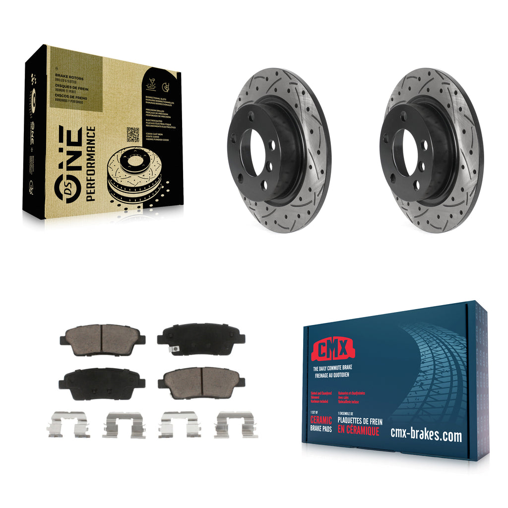 Rear Drilled Slot Brake Rotor Ceramic Pad Kit For Mini Cooper Countryman Paceman