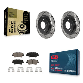 Rear Drilled Slot Brake Rotor Ceramic Pad Kit For Kia Optima Hyundai Sonata Soul