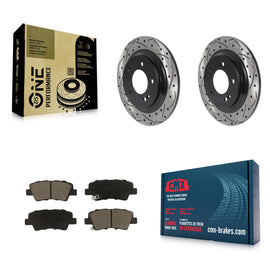 Rear Drill Slot Brake Rotors Ceramic Pad Kit For Hyundai Sonata Kia Optima GT EV