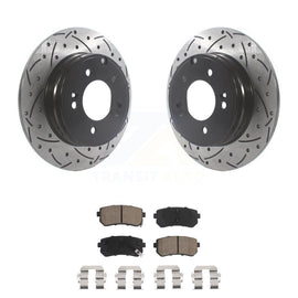 Rear Drilled Slot Disc Brake Rotor Ceramic Pad Kit For Hyundai Sonata Kia Optima