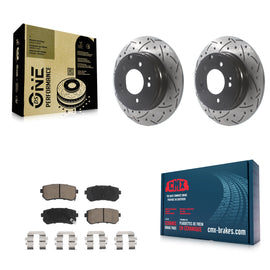 Rear Drilled Slot Disc Brake Rotor Ceramic Pad Kit For Hyundai Sonata Kia Optima