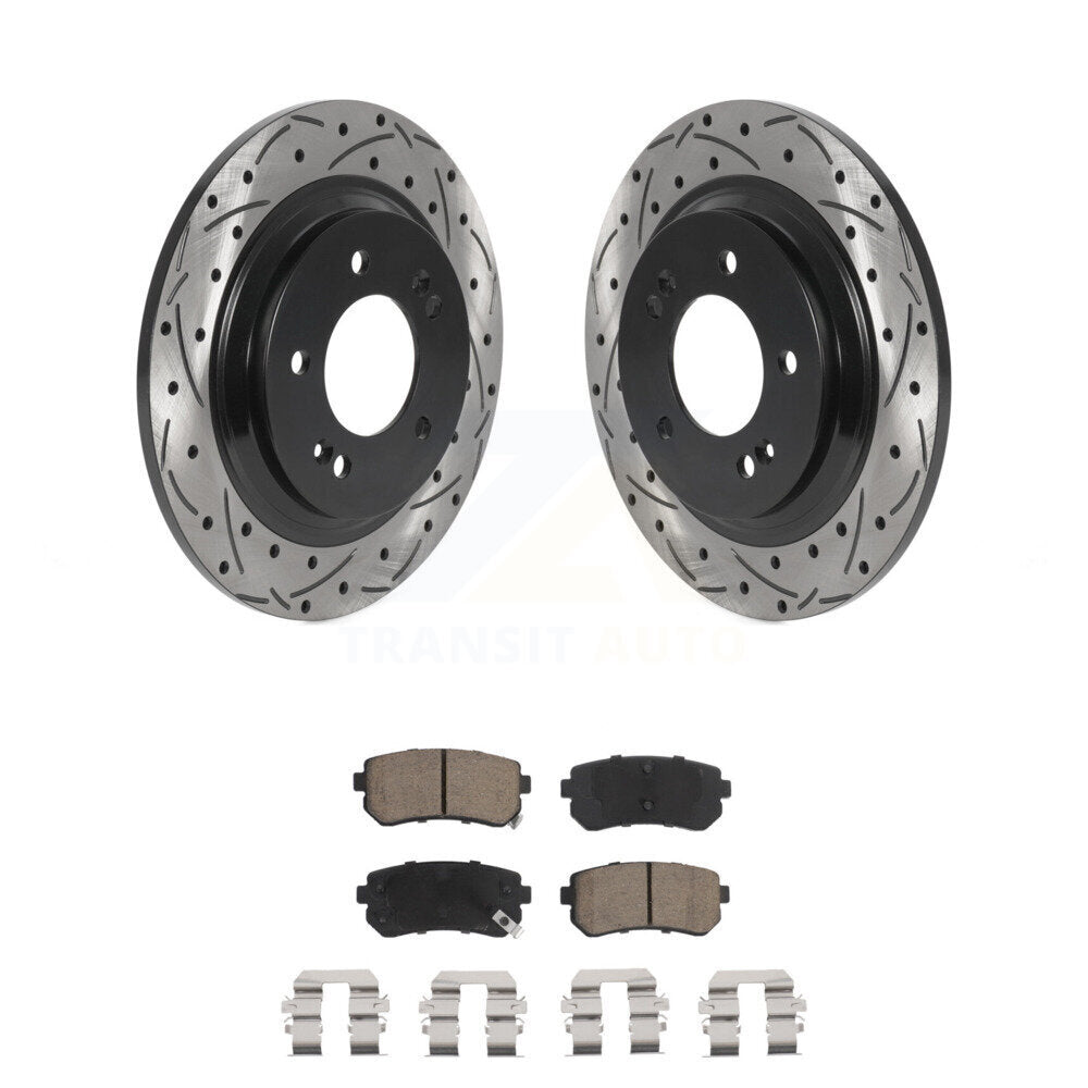 Rear Drilled Slot Brake Rotors Ceramic Pad Kit For 2016 Kia Optima LX/EX/LX 1.6T