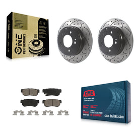 Rear Coated Drill Slot Disc Brake Rotors Ceramic Pad Kit For Hyundai Sonata 3.3L