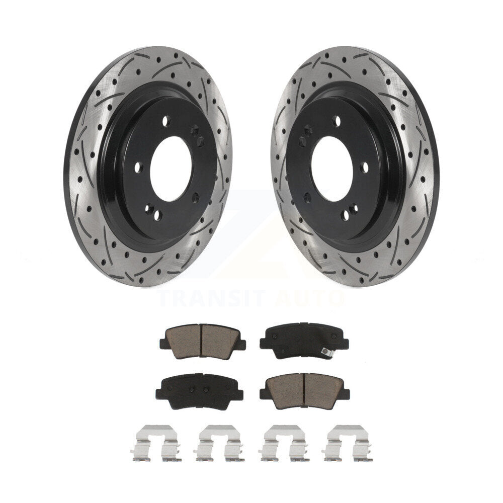 Rear Coated Drill Slot Disc Brake Rotor Ceramic Pad Kit For Hyundai Sonata Azera