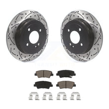 Charger l&#39;image dans la galerie, Rear Coated Drill Slot Disc Brake Rotors Ceramic Pad Kit For 2011 Hyundai Accent