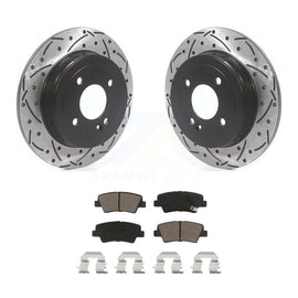 [Rear] 2011 Hyundai Accent Performance Drilled & Slotted Brake Rotor & Ceramic Pads Kit For Max Braking