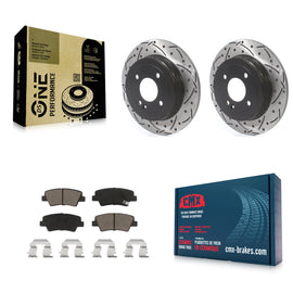 [Rear] 2011 Hyundai Accent Performance Drilled & Slotted Brake Rotor & Ceramic Pads Kit For Max Braking