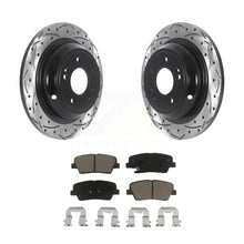 Load image into Gallery viewer, Rear Coated Drilled Slotted Disc Brake Rotor Ceramic Pad Kit For Hyundai Genesis