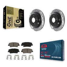 Load image into Gallery viewer, Rear Coated Drilled Slotted Disc Brake Rotor Ceramic Pad Kit For Hyundai Genesis