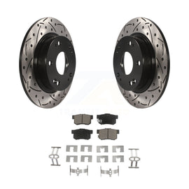 Rear Drilled Slot Disc Brake Rotor Ceramic Pad Kit For Honda Civic Acura ILX CSX