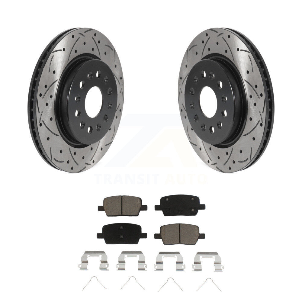 Rear Drilled Slot Brake Rotors Ceramic Pad Kit For Chevrolet Traverse GMC Acadia