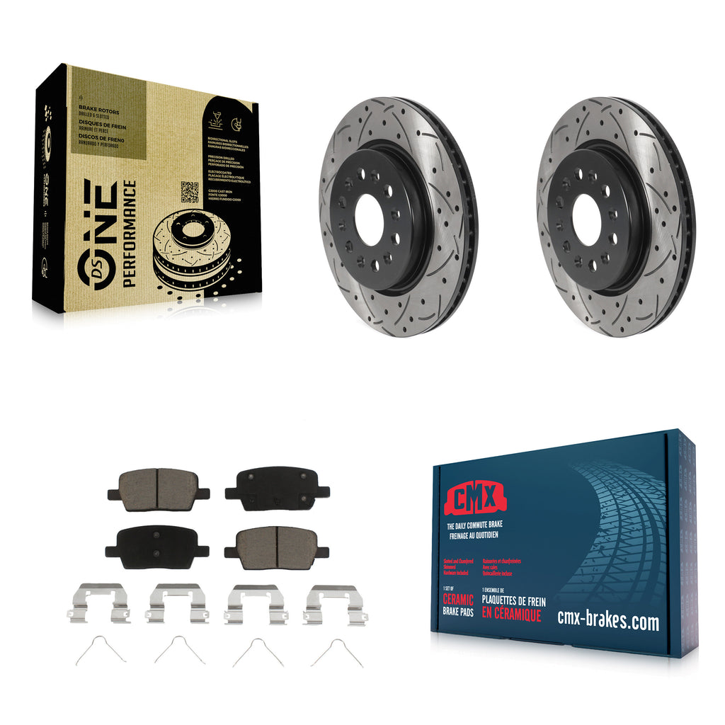 Rear Drilled Slot Brake Rotors Ceramic Pad Kit For Chevrolet Traverse GMC Acadia