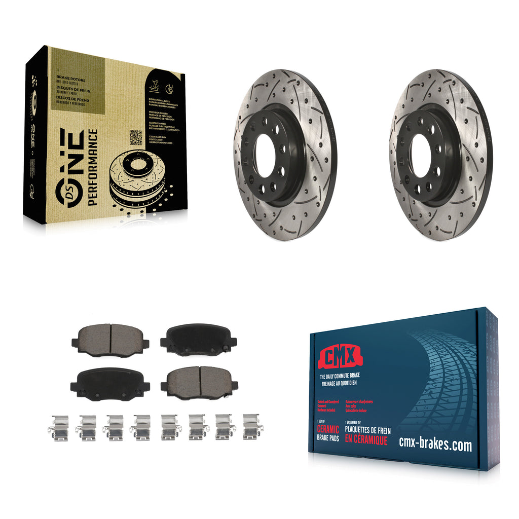 Rear Drill Slot Disc Brake Rotors Ceramic Pad Kit For Jeep Cherokee Chrysler 200