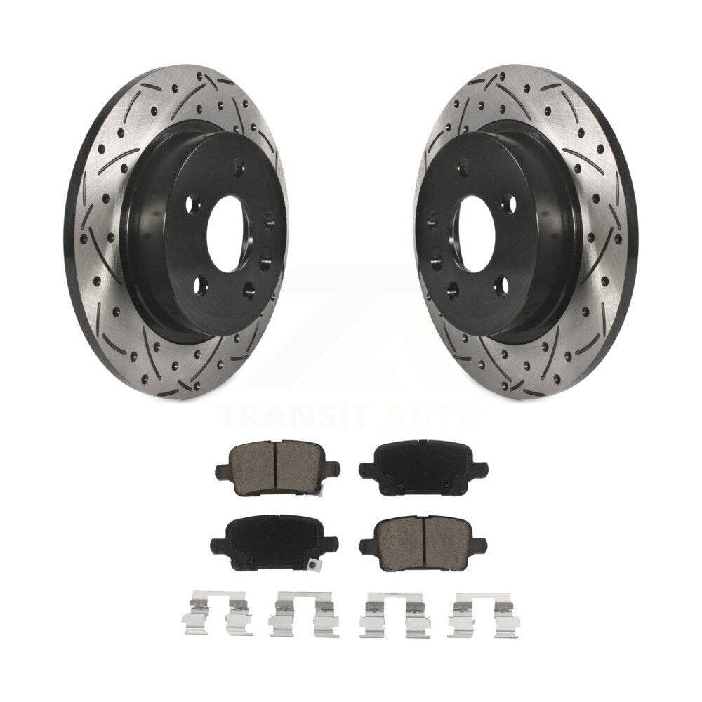 Rear Coated Drilled Slotted Disc Brake Rotor Ceramic Pad Kit For Chevrolet Cruze