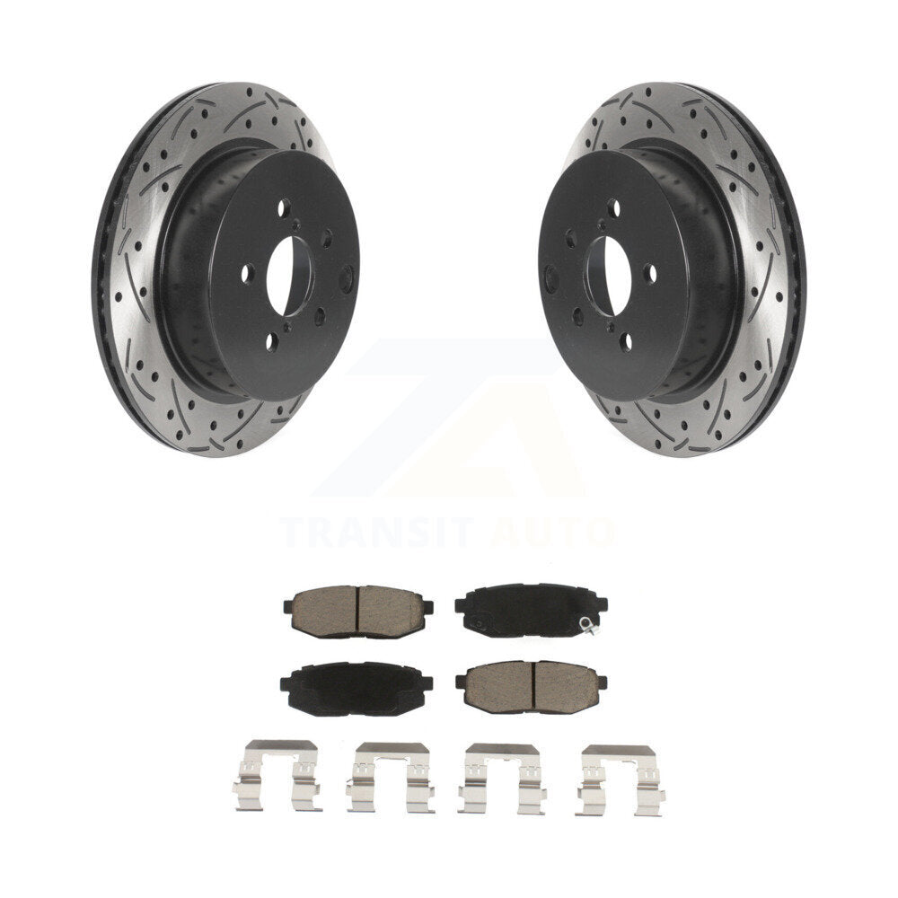 Rear Drilled Slot Brake Rotor Ceramic Pad Kit For 2014-2018 Subaru Forester 2.0L