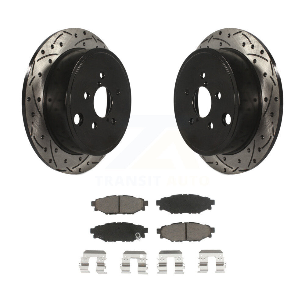 Rear Drill Slot Brake Rotors Ceramic Pad Kit For Subaru Outback Impreza Forester