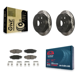 Rear Coated Drilled Slotted Disc Brake Rotors And Ceramic Pad Kit For Subaru WRX