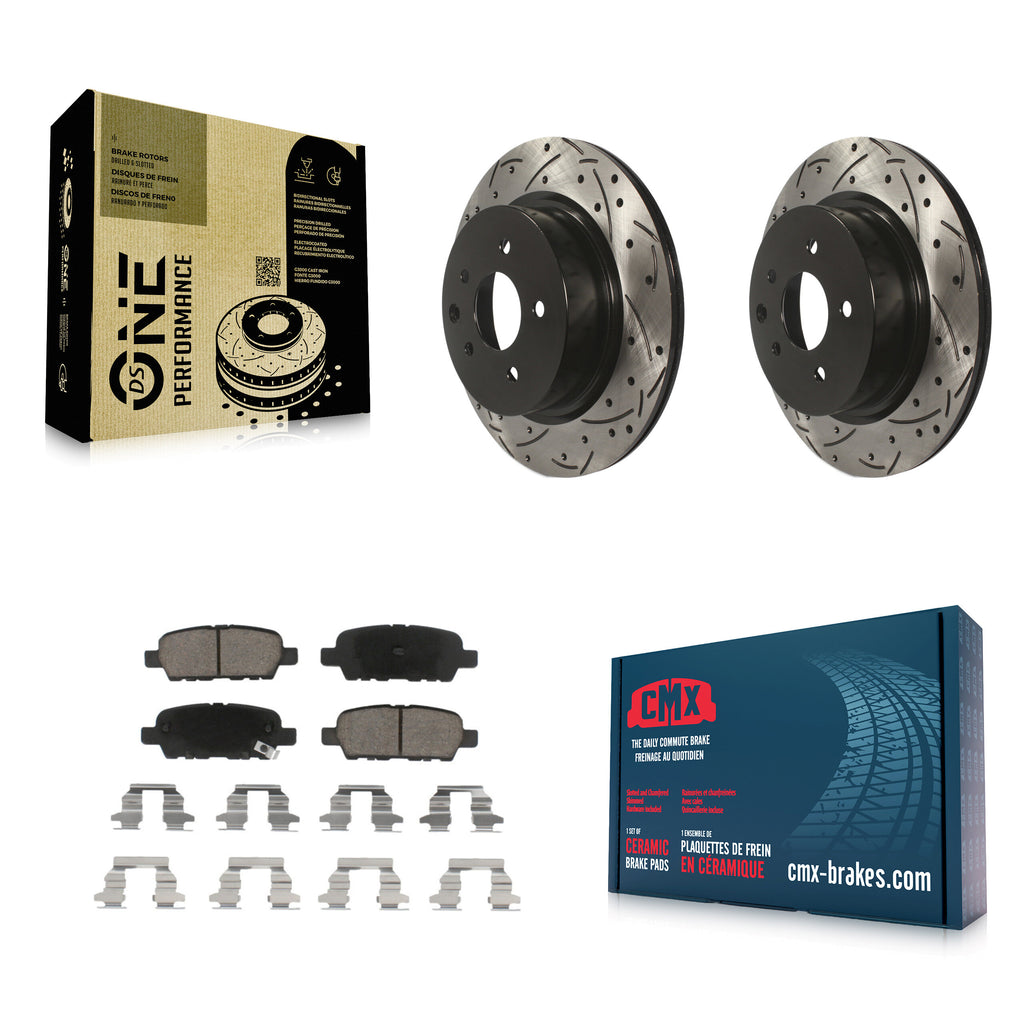 Rear Drill Slot Brake Rotor Ceramic Pad Kit For Nissan INFINITI Maxima G37 G35 Z