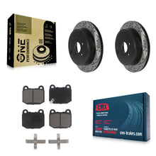 Load image into Gallery viewer, Rear Coated Drill Slot Disc Brake Rotor Ceramic Pad Kit For Subaru BRZ Toyota 86