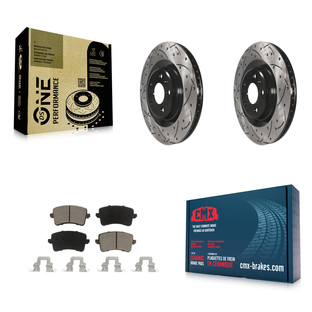 Rear Drilled Slot Brake Rotor & Ceramic Pad Kit For Audi Q5 A5 SQ5 Quattro S5 A4