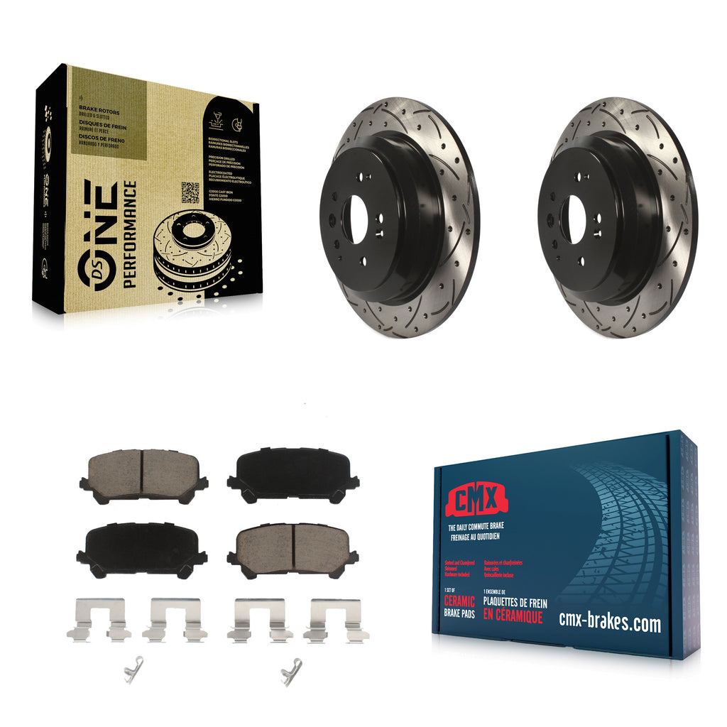[Rear] 2014-2016 Acura MDX Performance Drilled & Slotted Brake Rotor & Ceramic Pads Kit For Max Braking