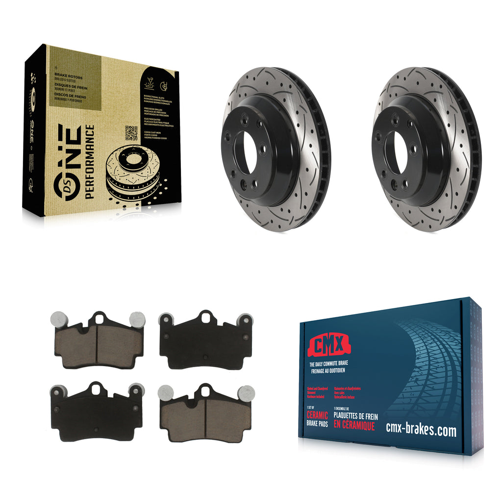 Rear Drill Slot Brake Rotors Ceramic Pad Kit For Audi Q7 Porsche Cayenne Touareg