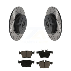 [Rear] 16-19 Land Rover Range Evoque Performance Drilled & Slotted Brake Rotor & Ceramic Pads Kit For Max Braking